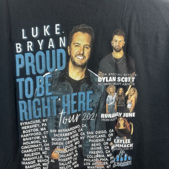 Luke Bryan 2021 Proud to Be Right Here Tour Concert TShirt Size 2XL - Picture 6 of 6
